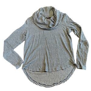Lucky Brand viscose blend blue stripe cowl neck top, long sleeve, Small